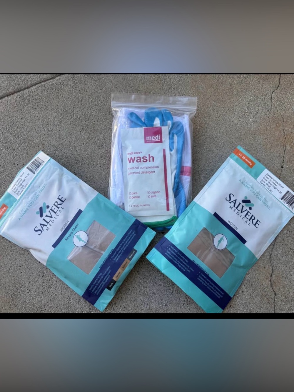 2 pair. New! Salvere Medical Compression thigh highs with Medi Wash Packet
